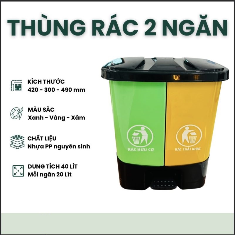 2-compartment trash can