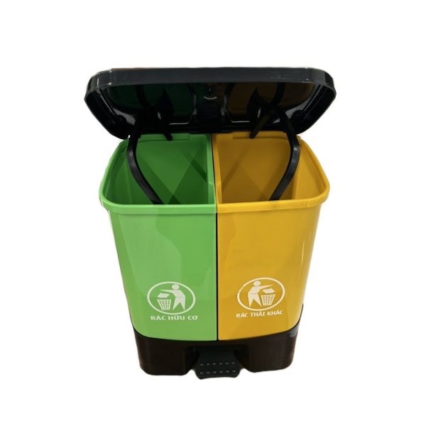 40L 2-compartment plastic trash bin